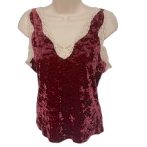 BANANA REPUBLIC Crushed Velvet Lace Sexy Romantic Sleeveless Tank Top Medium